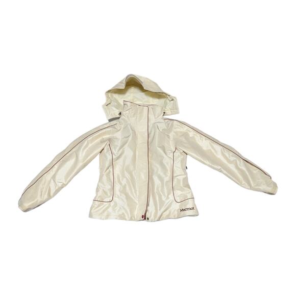 Y2K Marmot Precip Rain Jacket Waterproof Beige Cream Womens Medium Gorpcore Coat - Picture 1 of 11